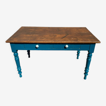 Provencal table in fir 2 drawers