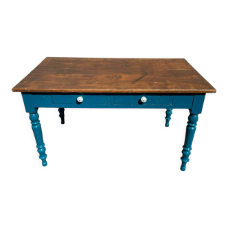 Provencal table in fir 2 drawers