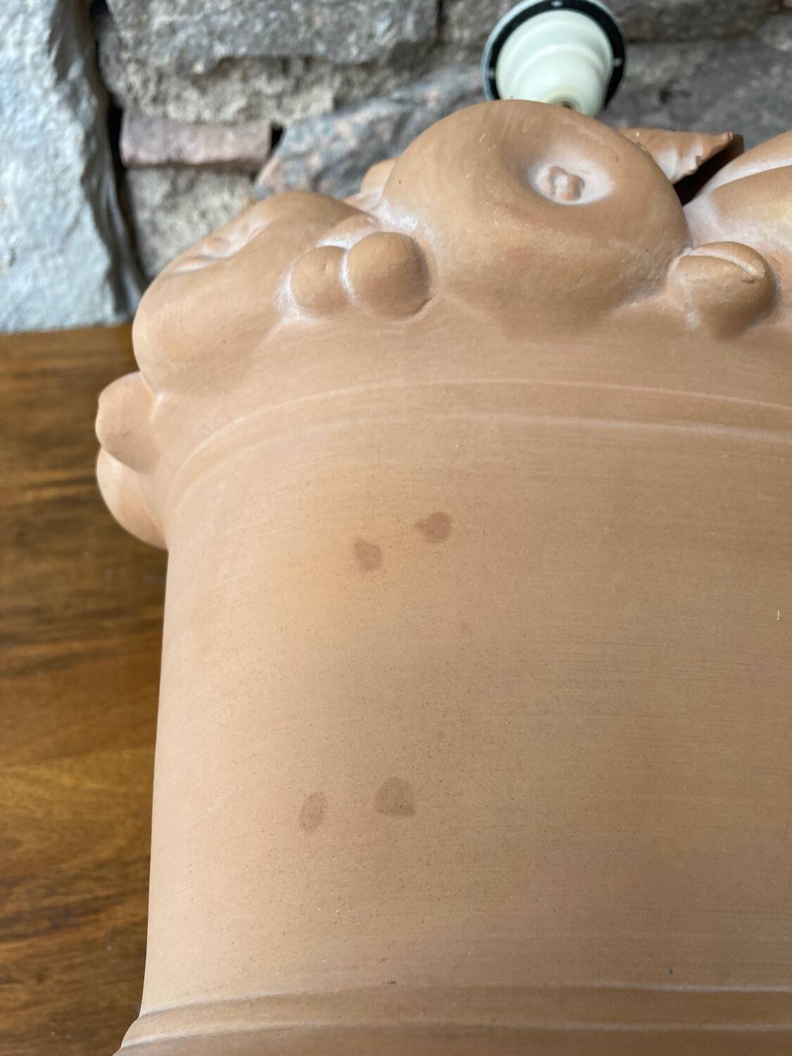 Terracotta “fruit basket” lamp base