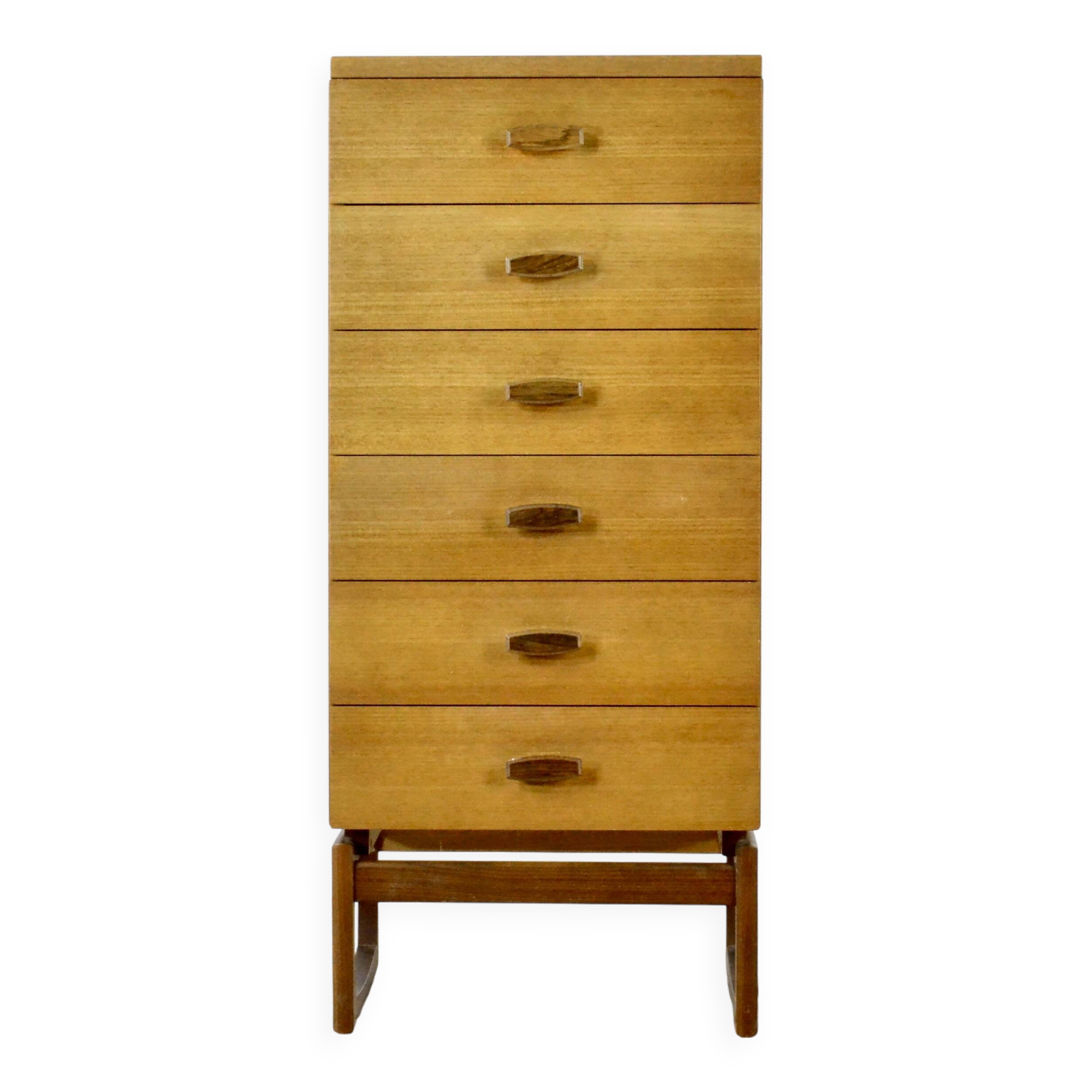 Midcentury G Plan Quadrille Teal Tallboy / Chest Of Drawers. Vintage Modern
