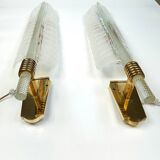 Pair of large crystal 'feather' wall lamps by André Arbus & Veronese, 1950s