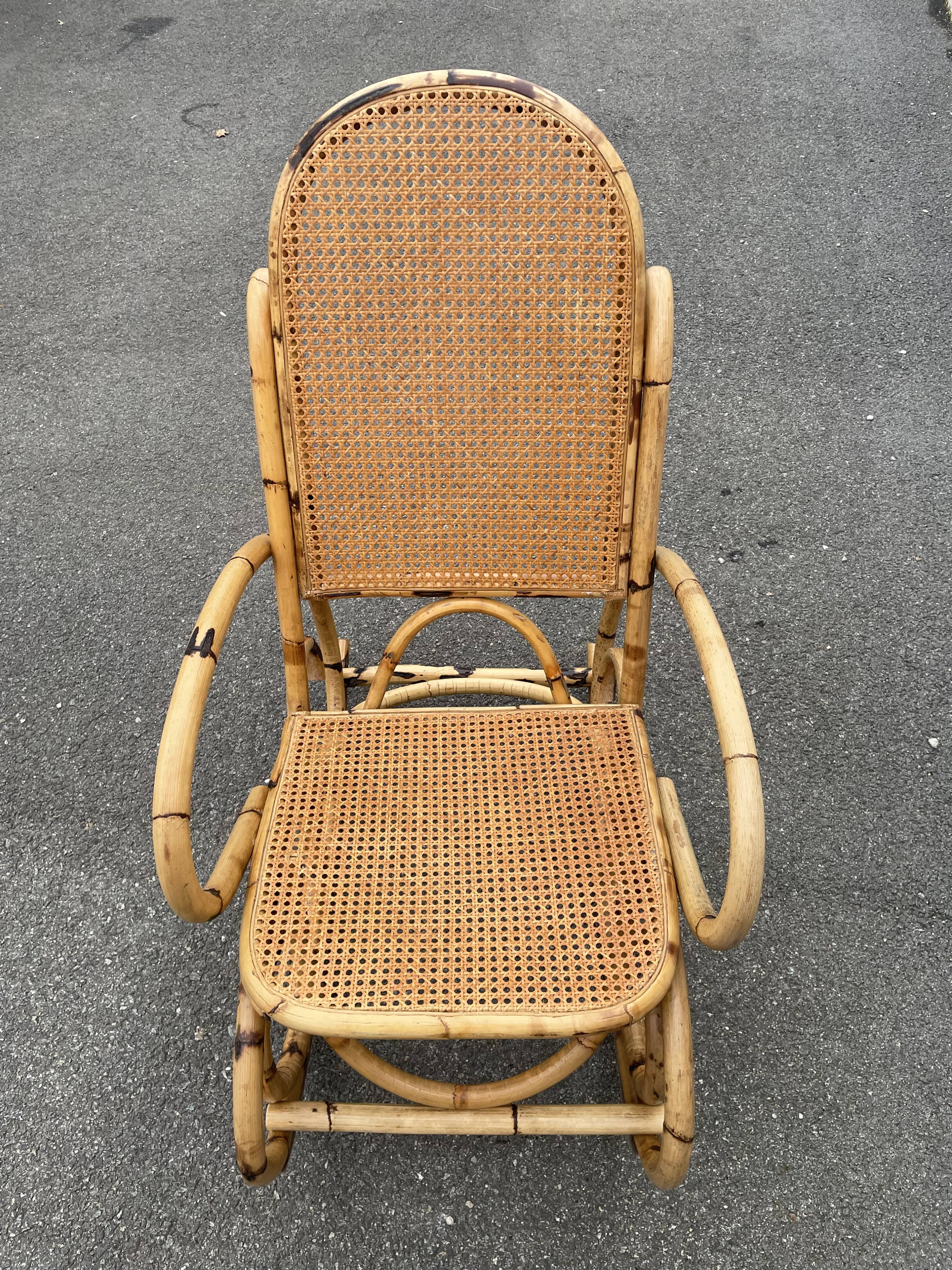 Rattan and cane rocking chair