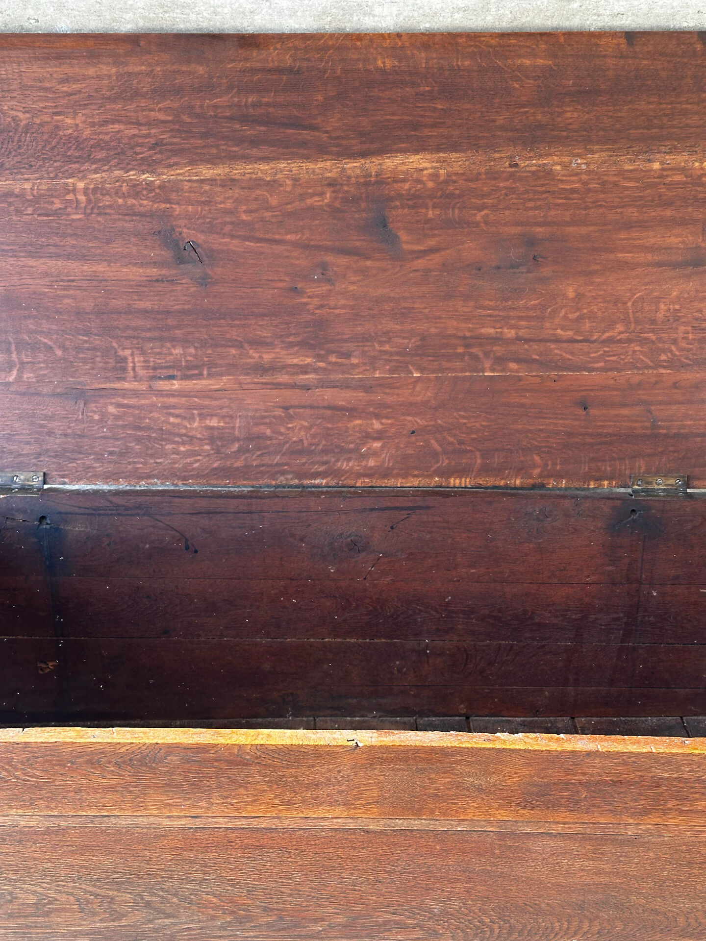 French provincial chest in carved and pegged solid oak, 18th century.