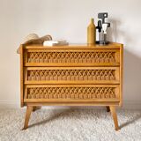 Vintage rattan chest of drawers