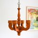 Rustic wooden pendant chandelier candleholder from Smålandsslöjd, Sweden, 1975