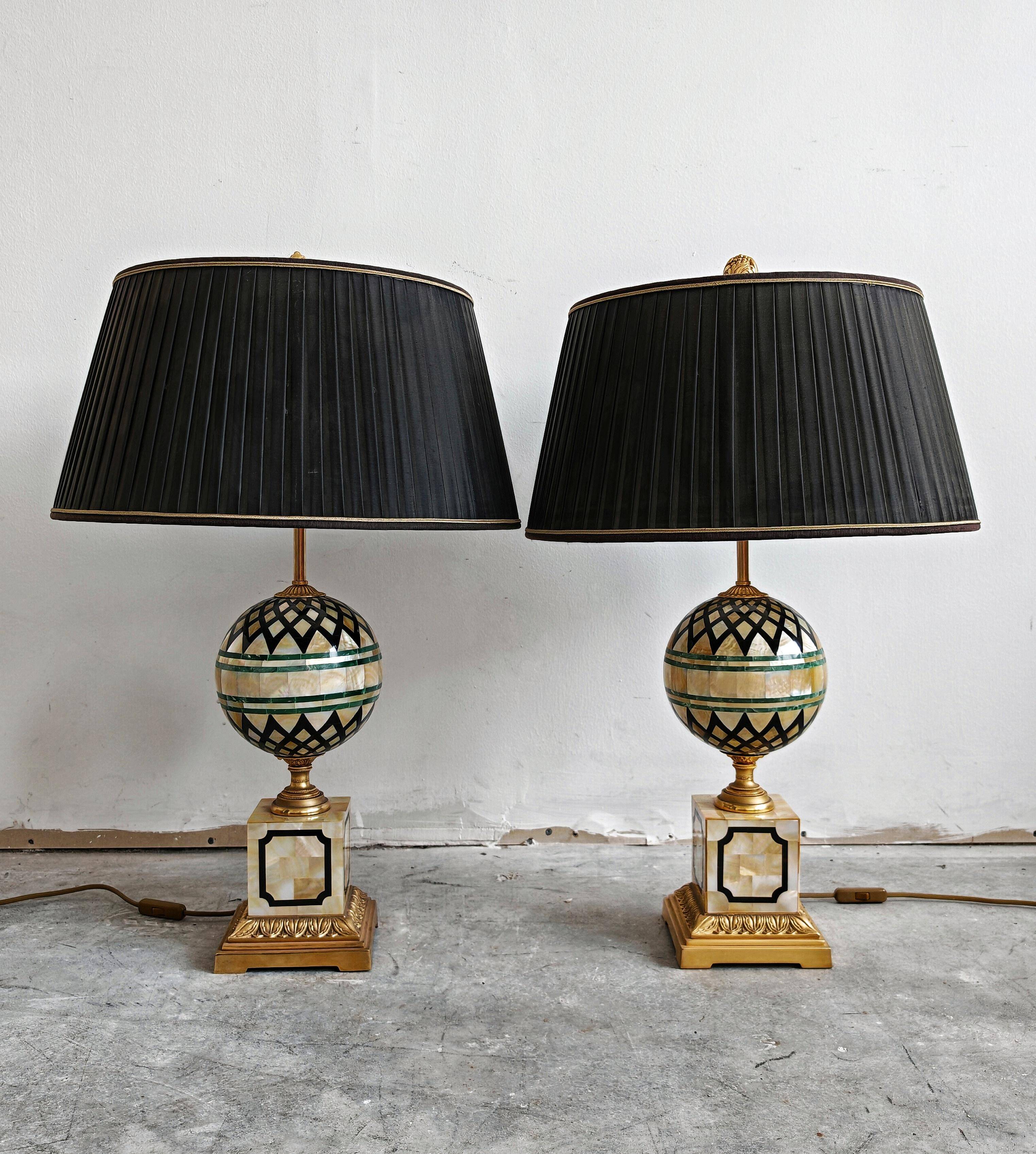 Pair of Hollywood Regency table lamps by Laudarte from the 2000s.