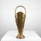French vintage rustic brass and copper base umbrella stand with embossed decoration