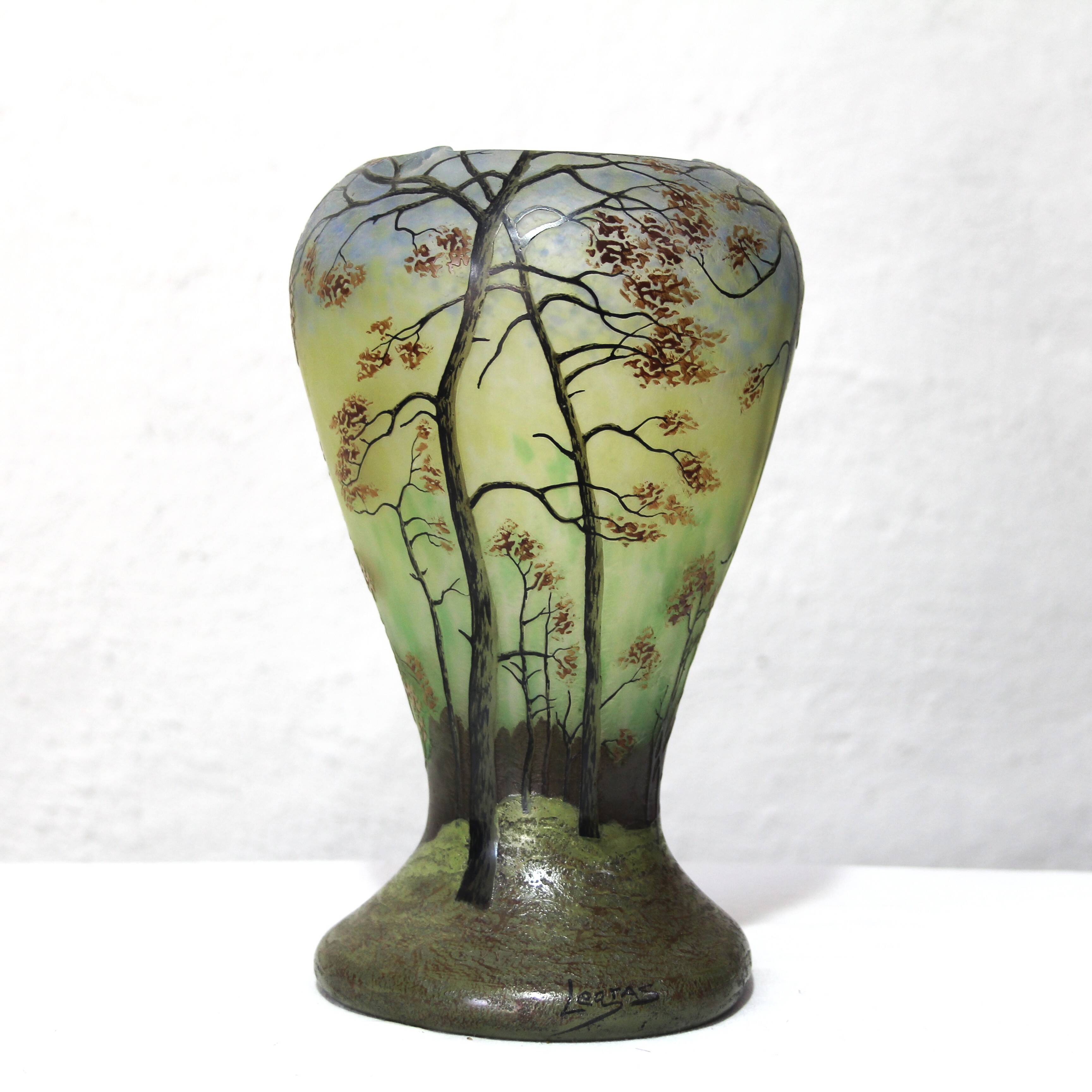 Diabolo vase art nouveau legras – h 23cm