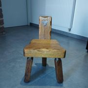Tripod chair for children, Scandinavian chalet brutalist design.