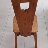 8 brutalist solid oak chairs