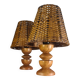 pair of Scandinavian bedside lamps in wicker wood, very good condition, 32x13