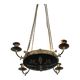 Pendant in brass with two light sockets and four candle holders, Empire style