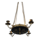 Pendant in brass with two light sockets and four candle holders, Empire style