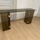 Console smoked glass and brass, 1970s