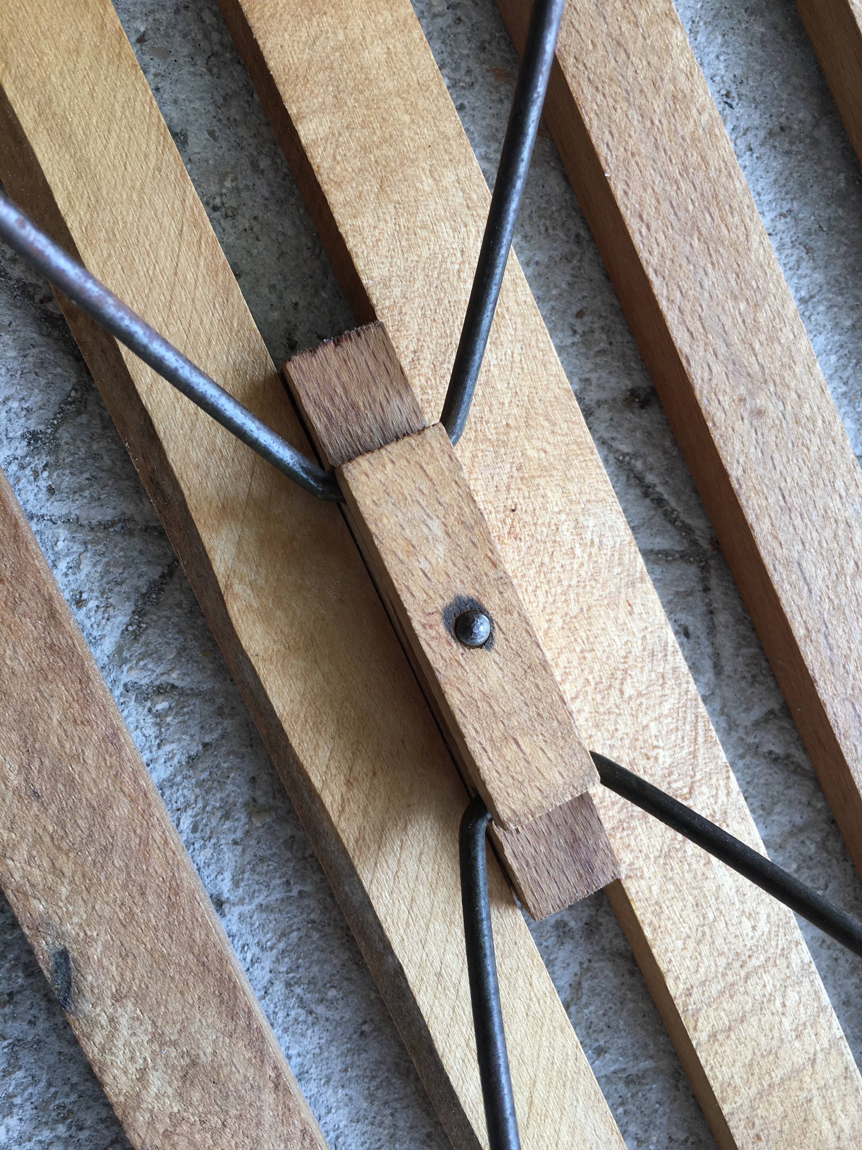 Folding wooden stool