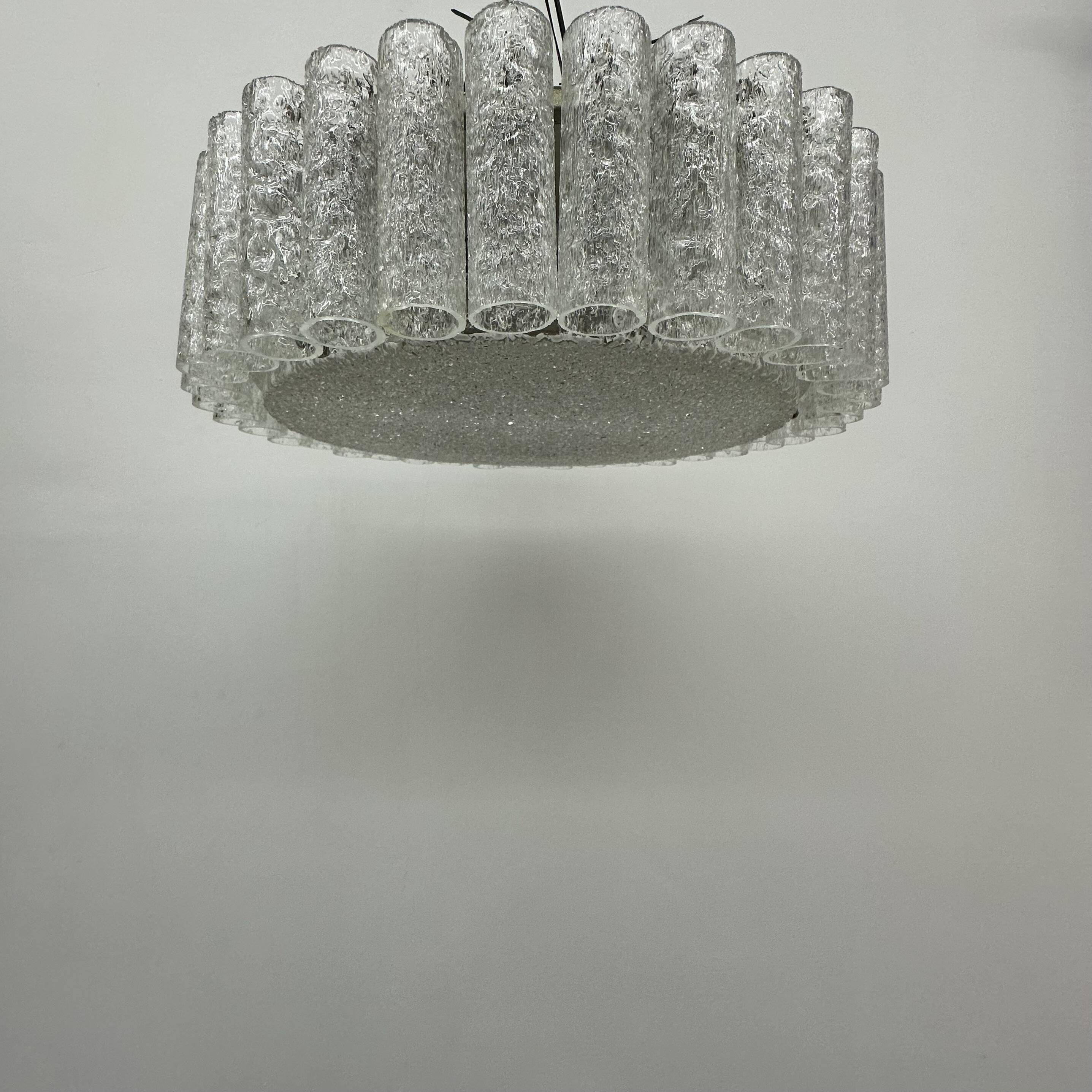 Glass Tubes Chandelier Flush mount from Doria Leuchten, 1960s