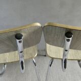 Pair of chairs in "wood" formica and gold edges, 1960s