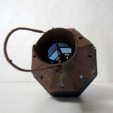 Electrifiable oriental lantern vintage chiseled blue glass 44cm