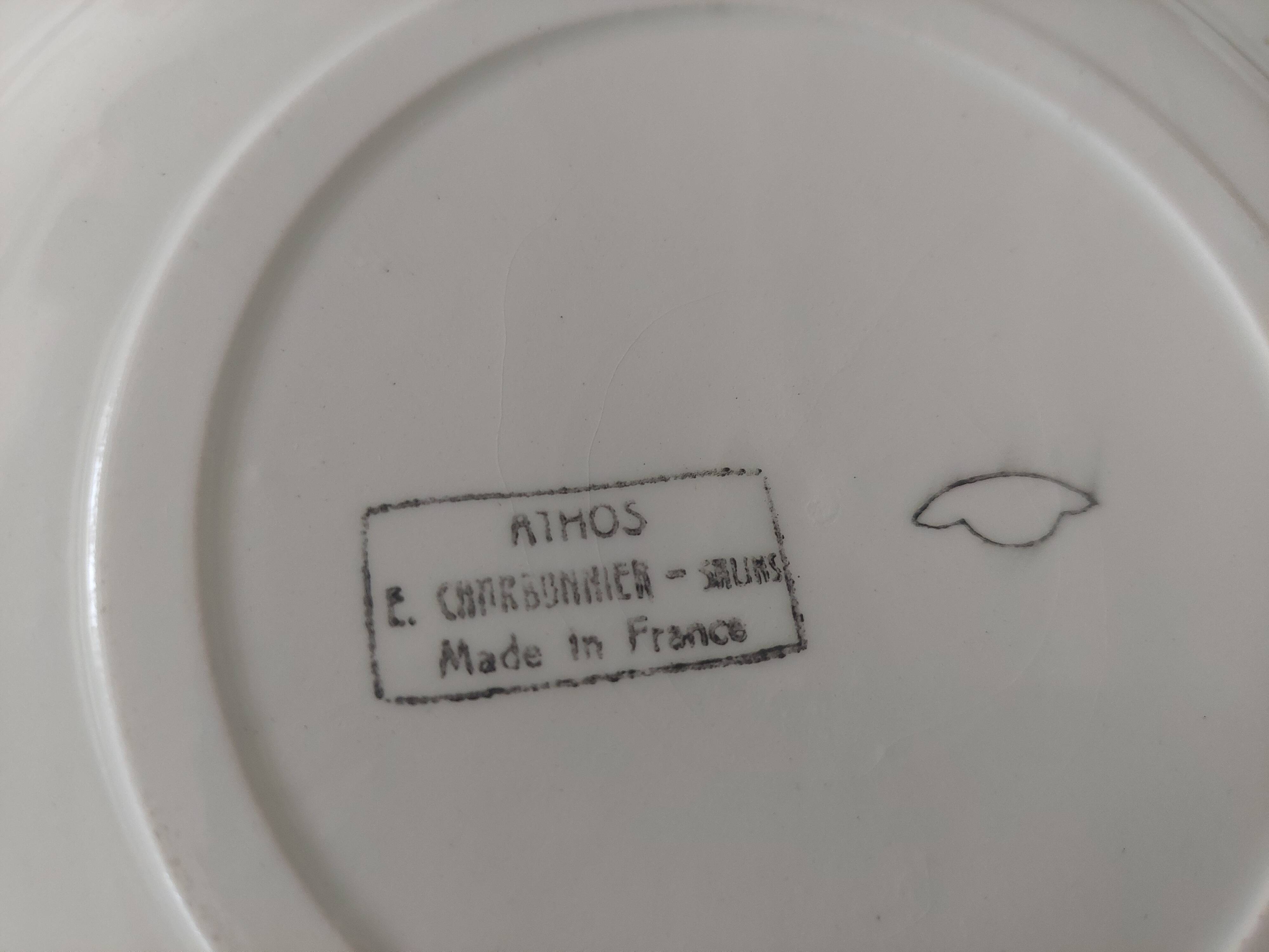 Salins E.Charbonnier half-soup plates, Athos decor, series of three years