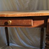 Beech and poplar table with drawer