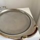 Vintage Stainless Steel Serving Tray With Gold Plated Handles