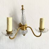 Pair of double glass and metal wall lights, 1960s