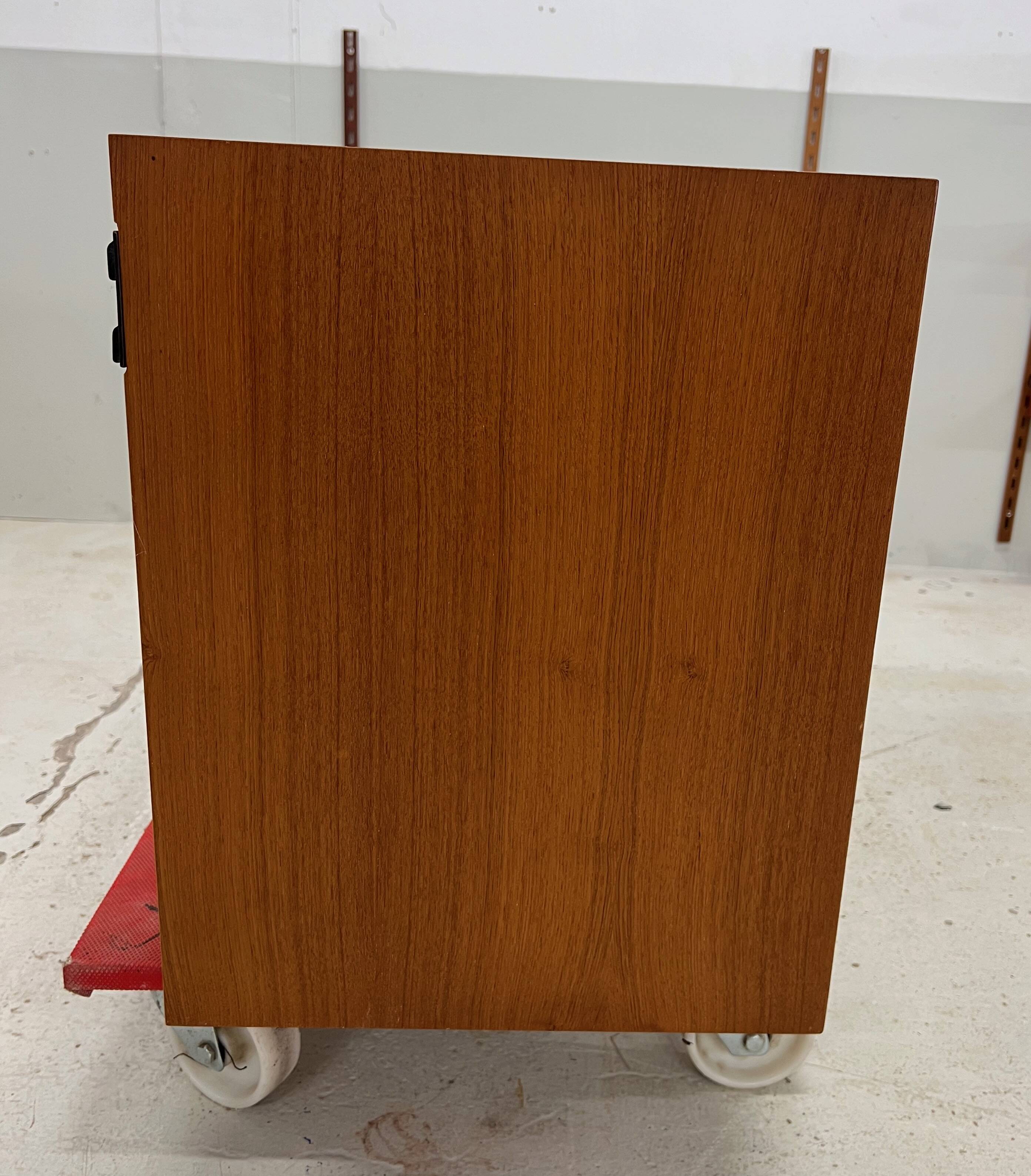 Teak Tambour Door Cabinet By Kai Kristiansen For Feldballes