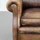 Luxury and large cowhide leather wingback chair in English style