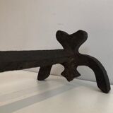 Paire de chenets en fonte et fer forgé