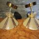 Pair of vintage wall lights in pale yellow granite glass