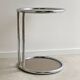 Vintage chrome Bauhaus side table with a smoked glass top, Eileen Gray / Milo Baughman style