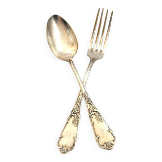 Hotel table cutlery in rocaille silver metal "à l'hôte"