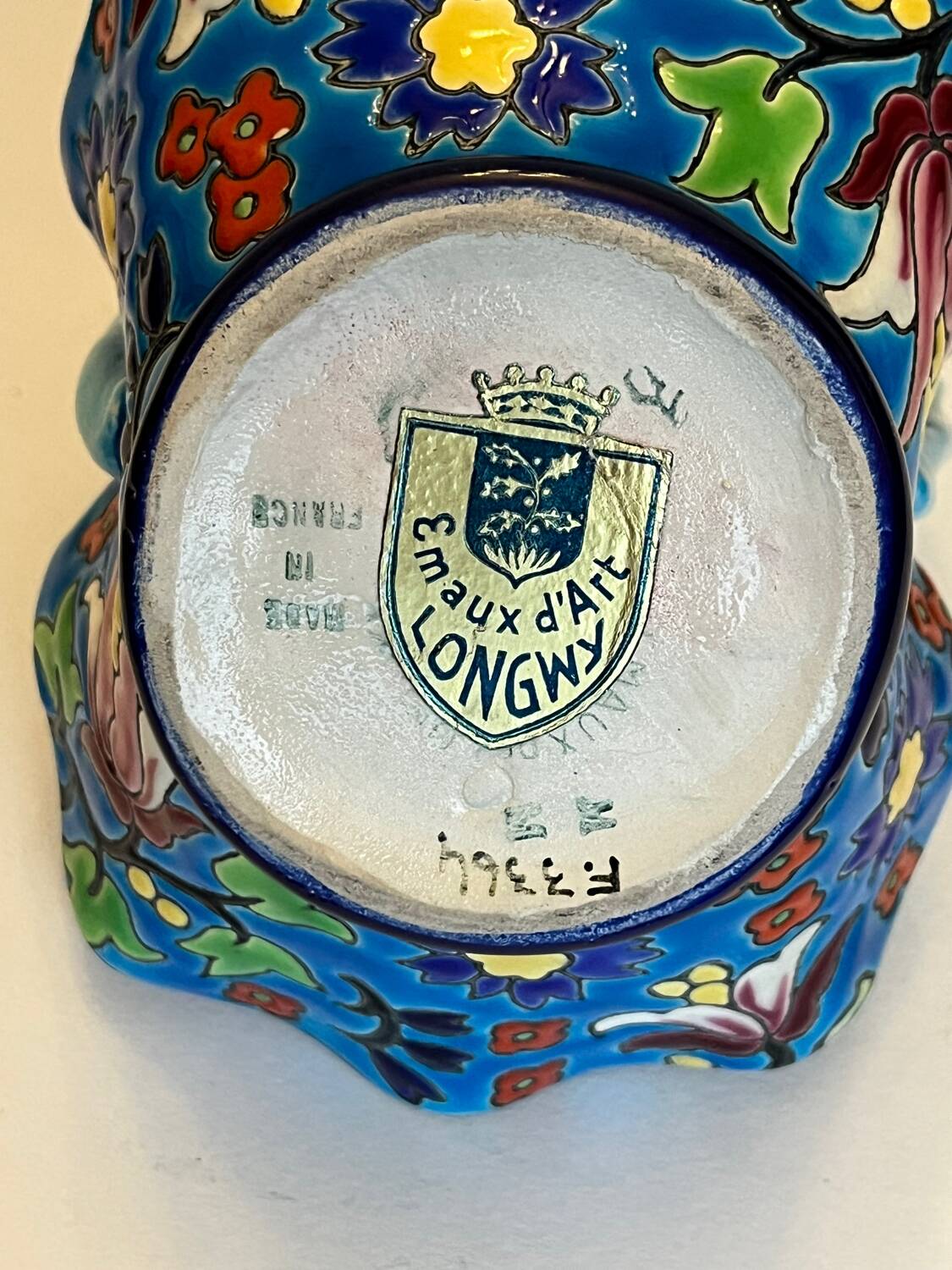 Small Longwy enamel basket