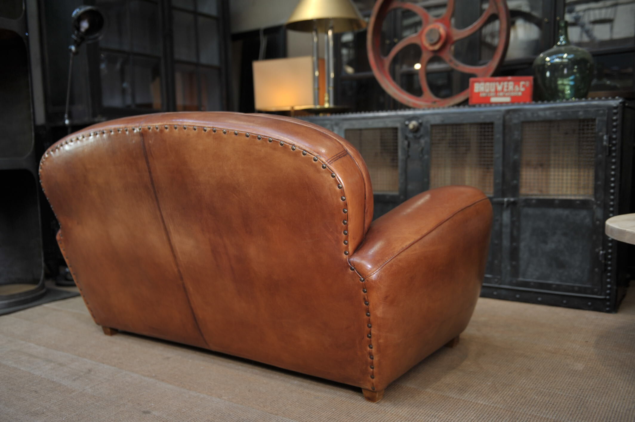 Vintage 3-seater leather club sofa