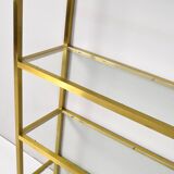 Hollywood Recency Brass and Crystal Shelving, France 70s