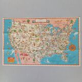 Superbe carte / affiche vintage des Etats-Unis (USA)