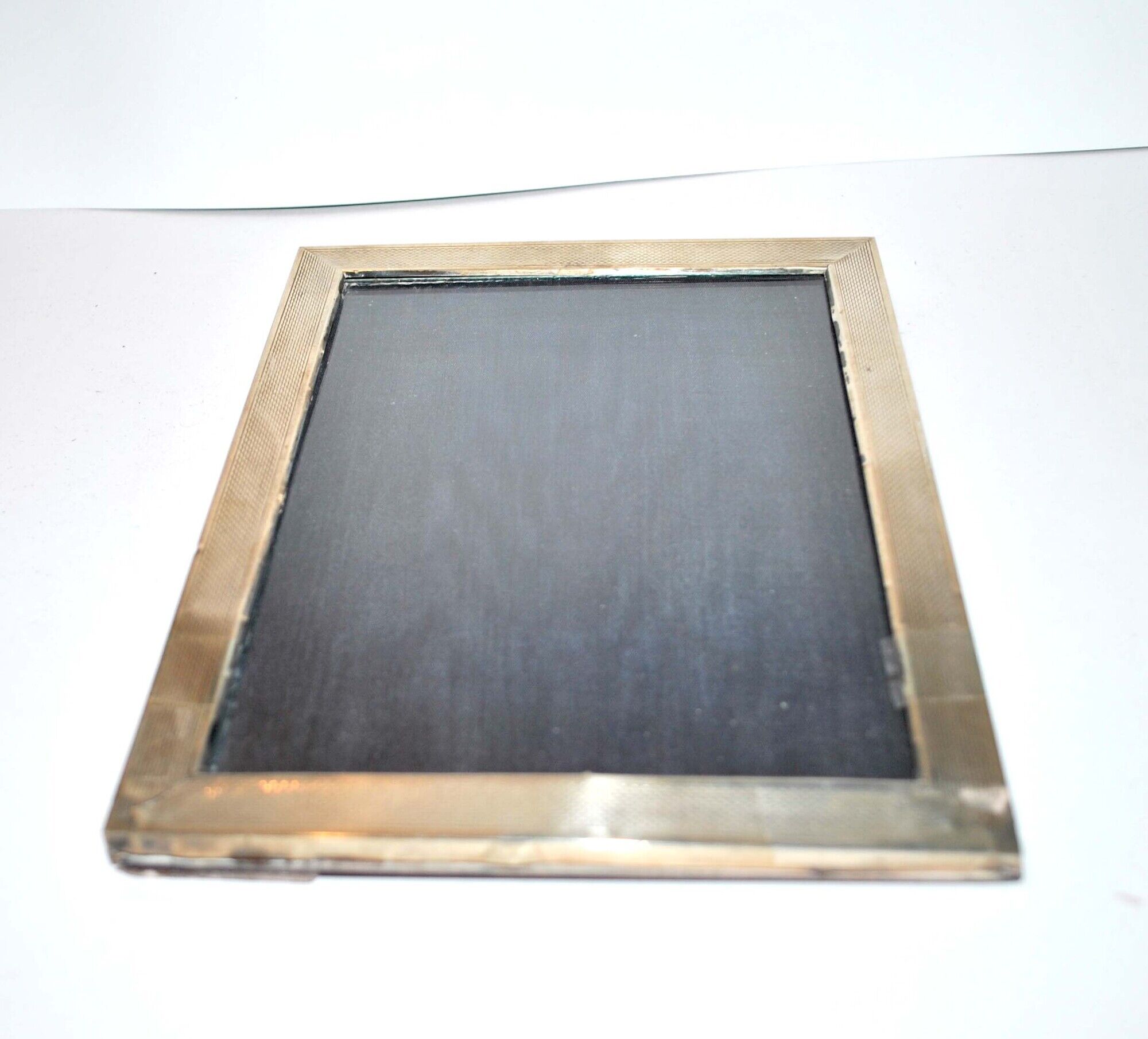 Old photo frame in wood and silver hallmark 800 - guilloche frame 16x20.5
