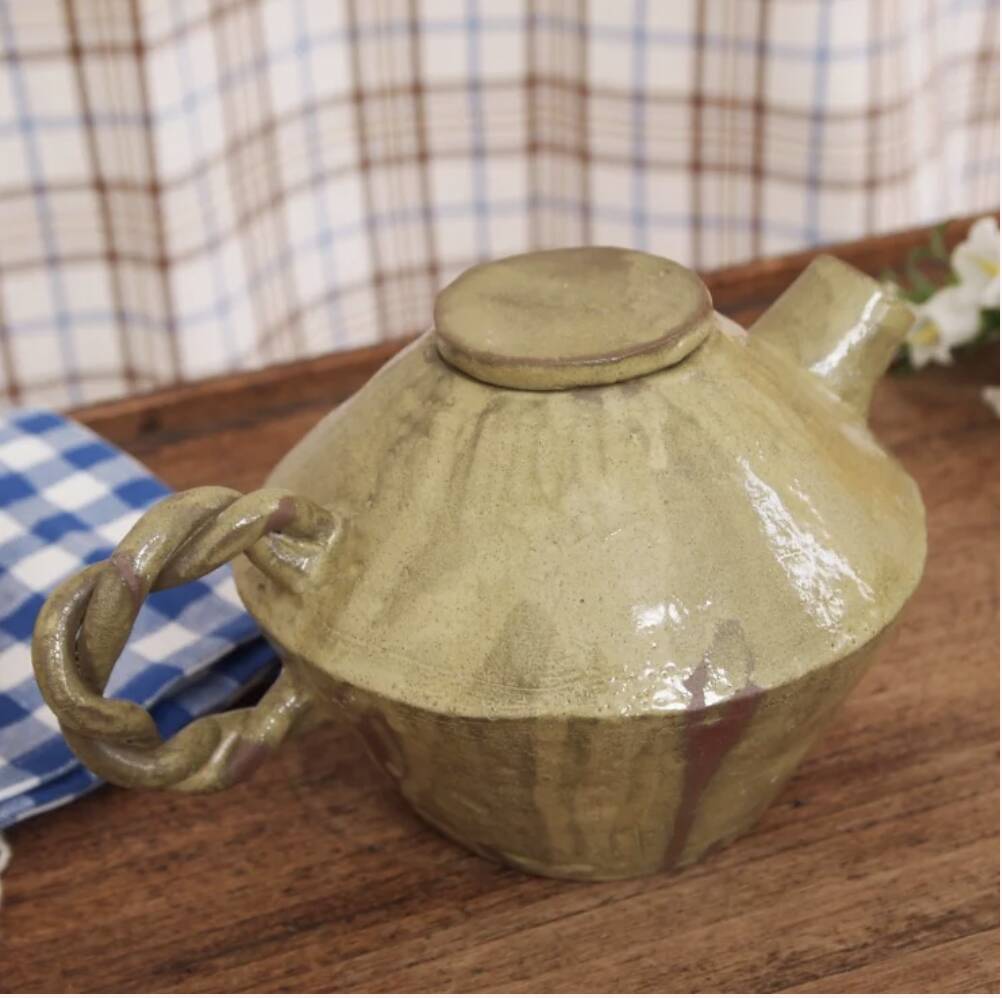 Olive green teapot