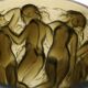 Rene Lalique Topaz Glass Bacchantes Vase