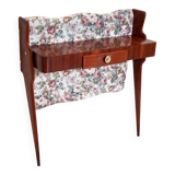 Ebonized Beech and Rose-Patterned Fabric Console with a Drawer, Italy