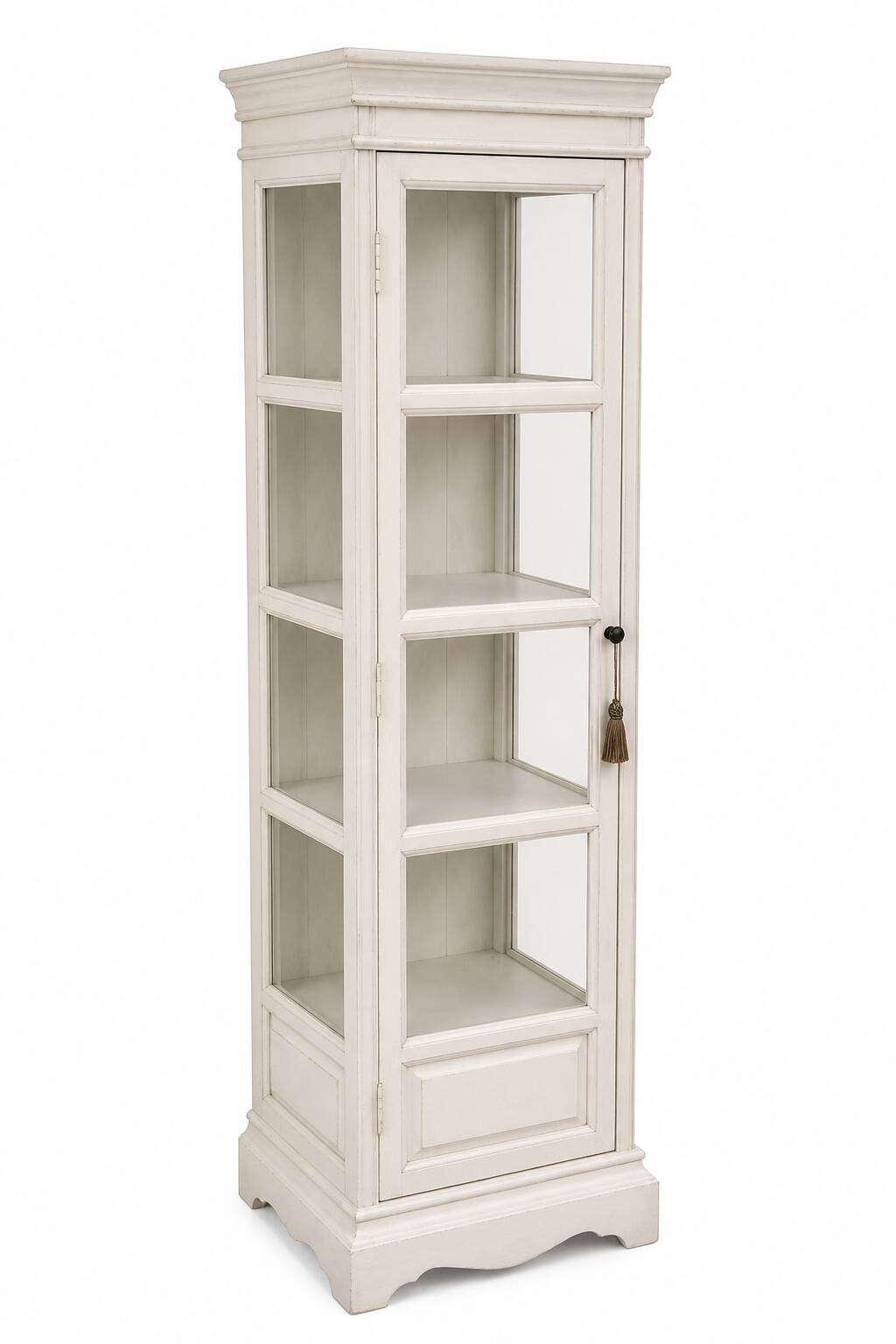 Vitrine étroite patinée blanche – esprit maison de campagne chic