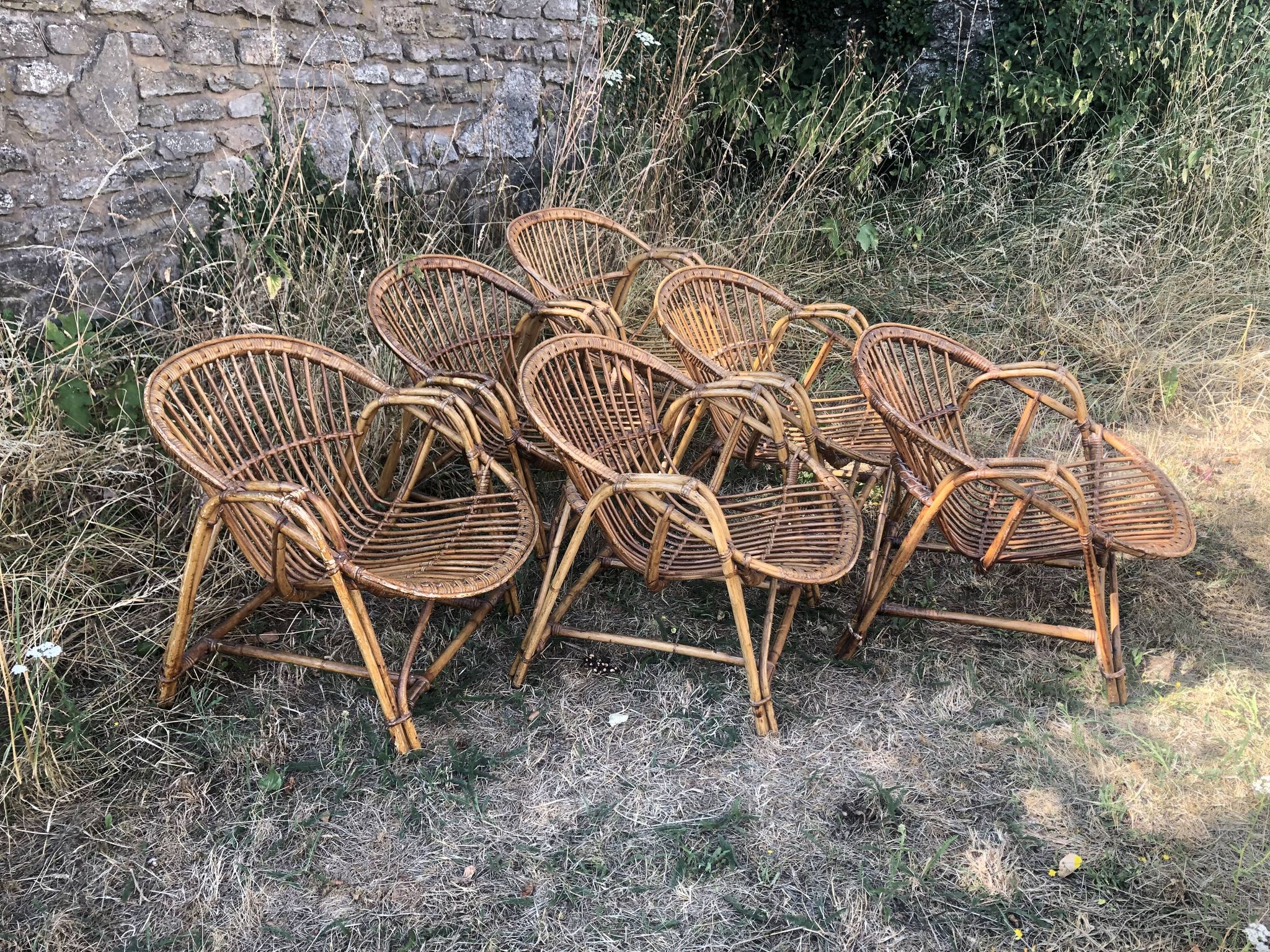 Vintage 1960s bamboo rattan chairs