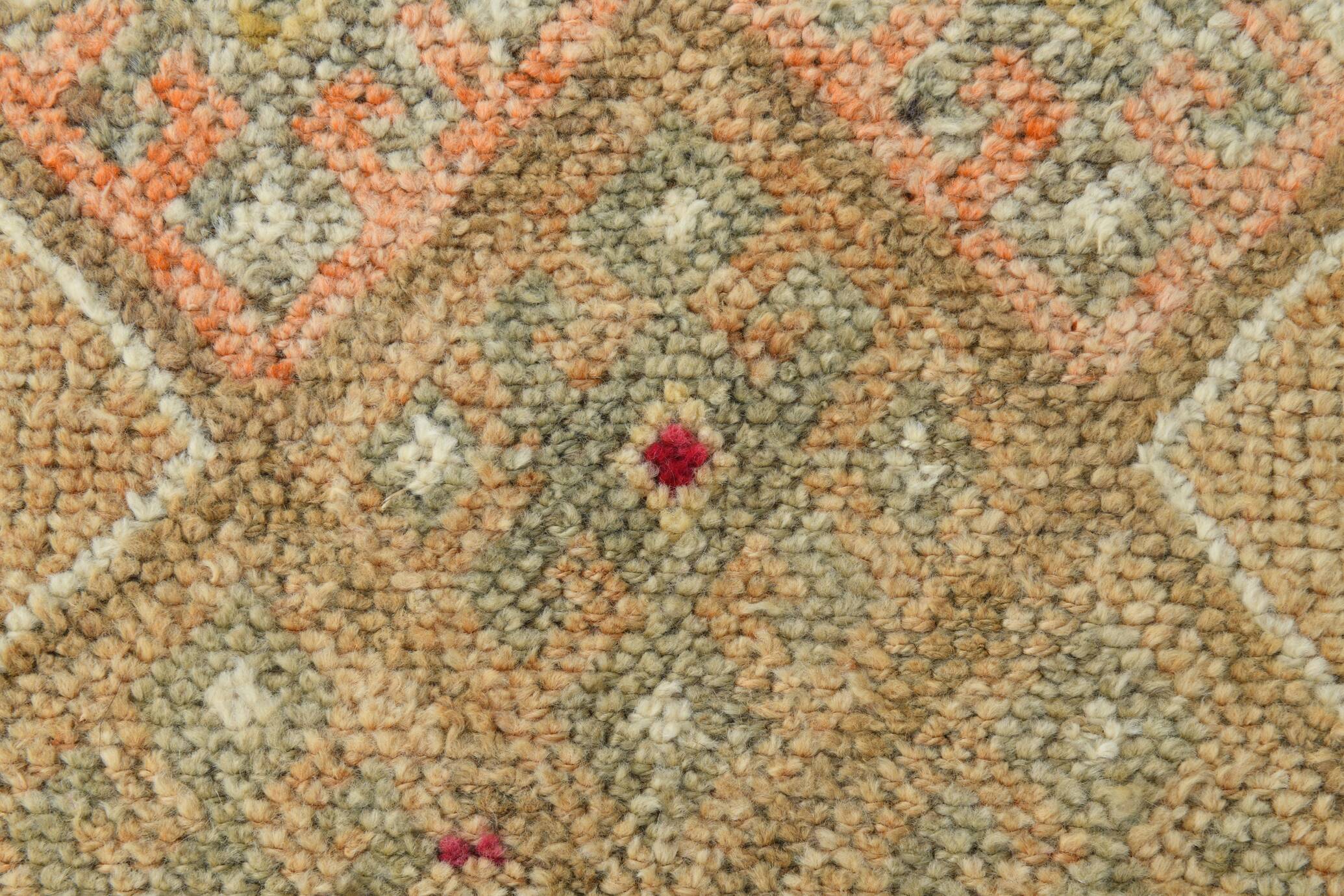 Sand Beige & Pink Turkish Vintage Runner Rug, 80x413Cm