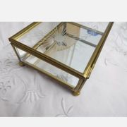 Vintage jewelry box in engraved glass and mirror bottom