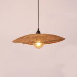 Rattan Pendant Light, 45x8cm Hat Light Fixture, Wicker Rattan Lamp