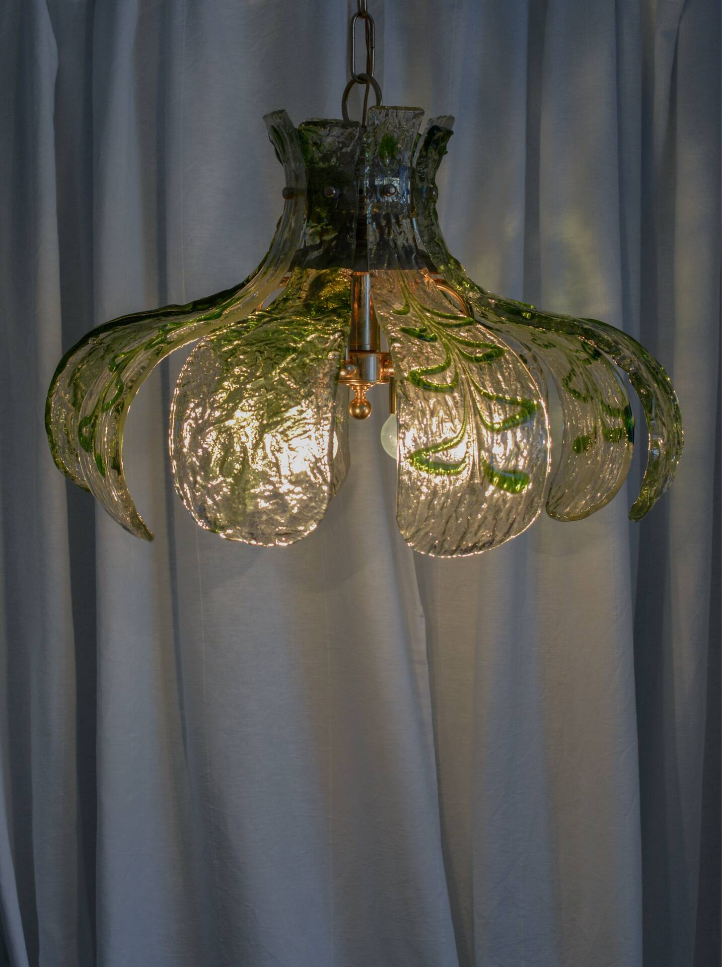Large Murano chandelier by Carlo Nason in green glass – 1970s
