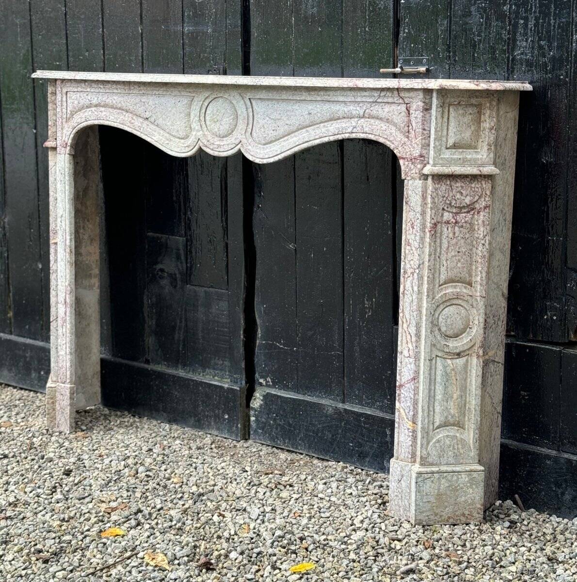 Louis XV Pompadour style fireplace in pink marble circa 1900