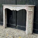 Louis XV Pompadour style fireplace in pink marble circa 1900