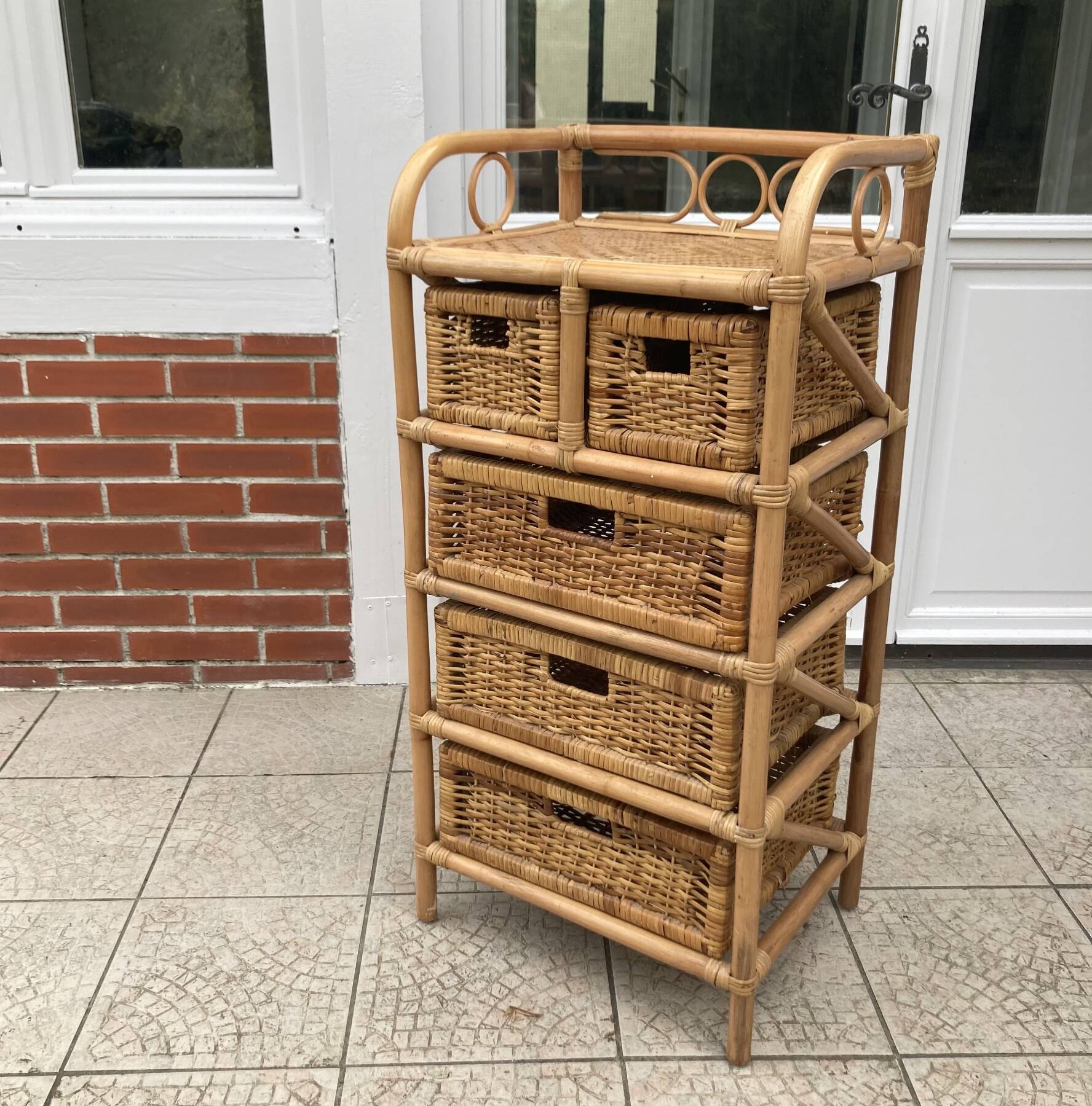 Vintage rattan chiffonier