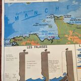 School geographical map of the reliefs of France